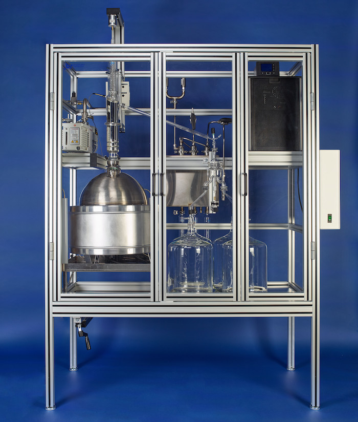 9600 spinning band distillation system in an enclosed frame
