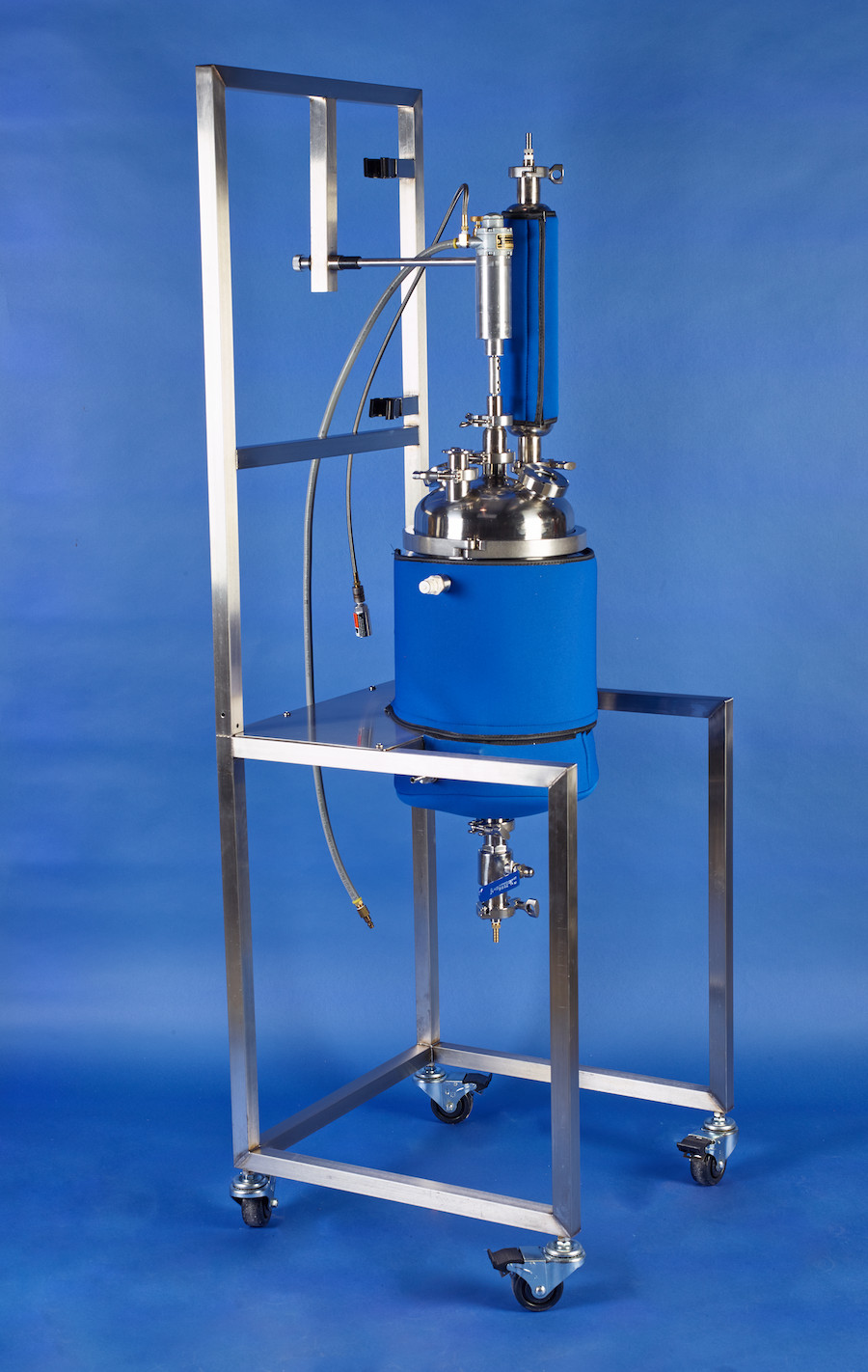 B/R Decarber, a jacketed stainless steel reactor on a welded stainless frame with casters